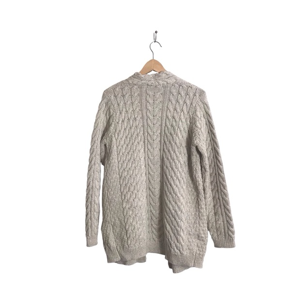 Islander XS Oversized Virgin Wool Cable Knit Gray Made In Ireland Cardigan Cozy - Picture 2 of 8